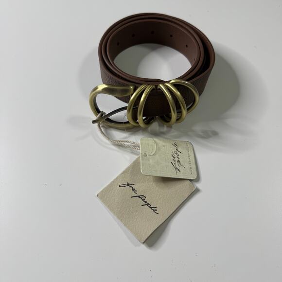 Free People Brown Belt with Gold Buckle - Picture 2 of 4